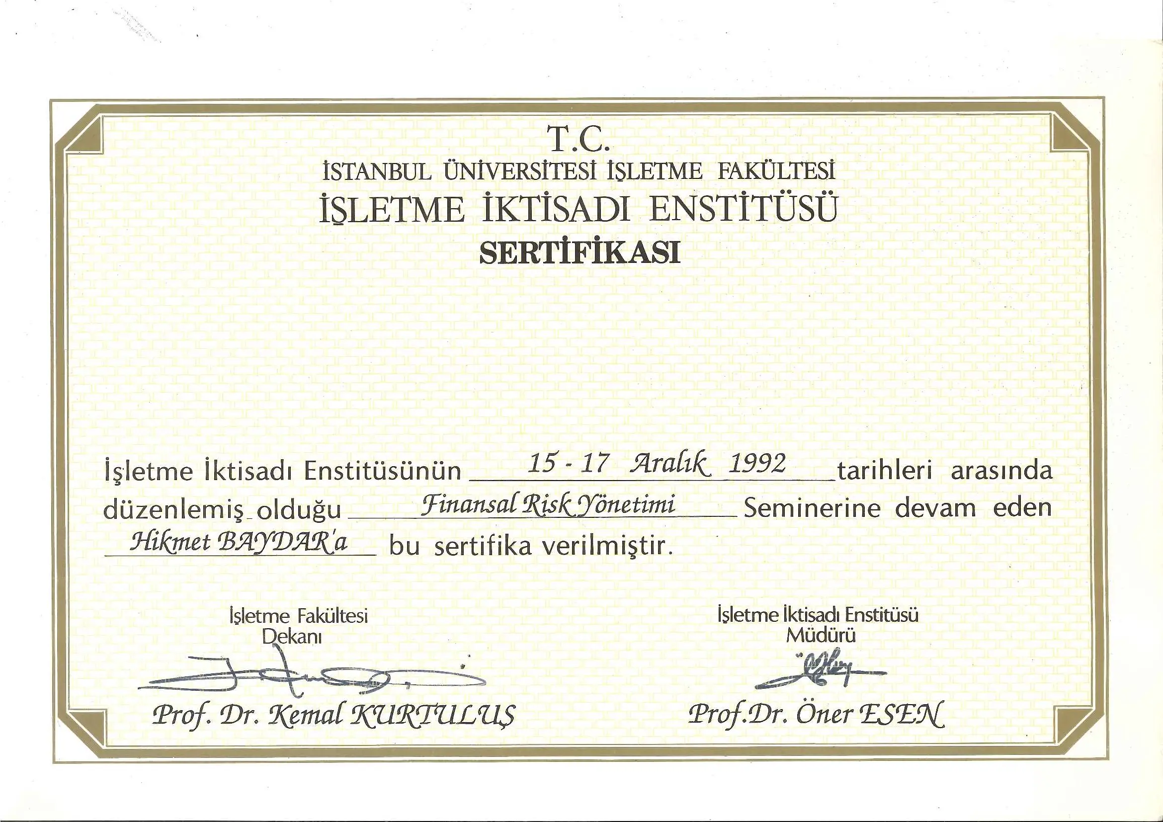 3. Göz Danışmanlık Belgeler ve Sertifikalar